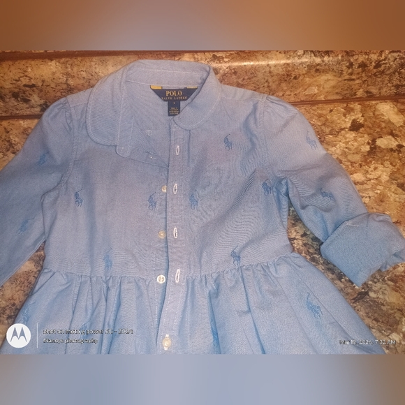 Ralph Lauren Polo Girls Pony Print Dress Denim Size 5 New - Picture 5 of 5